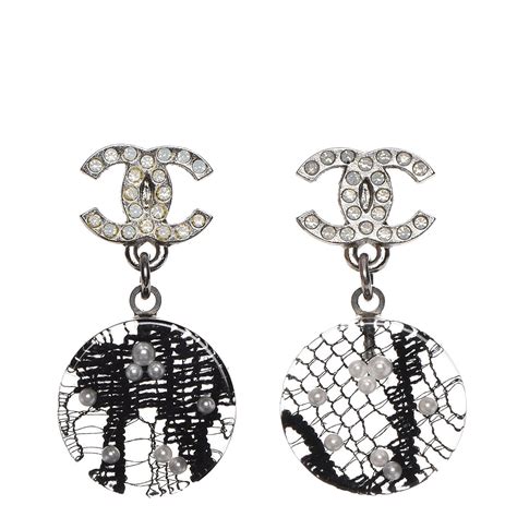 chanel black and crystal earrings resin|chanel earrings real.